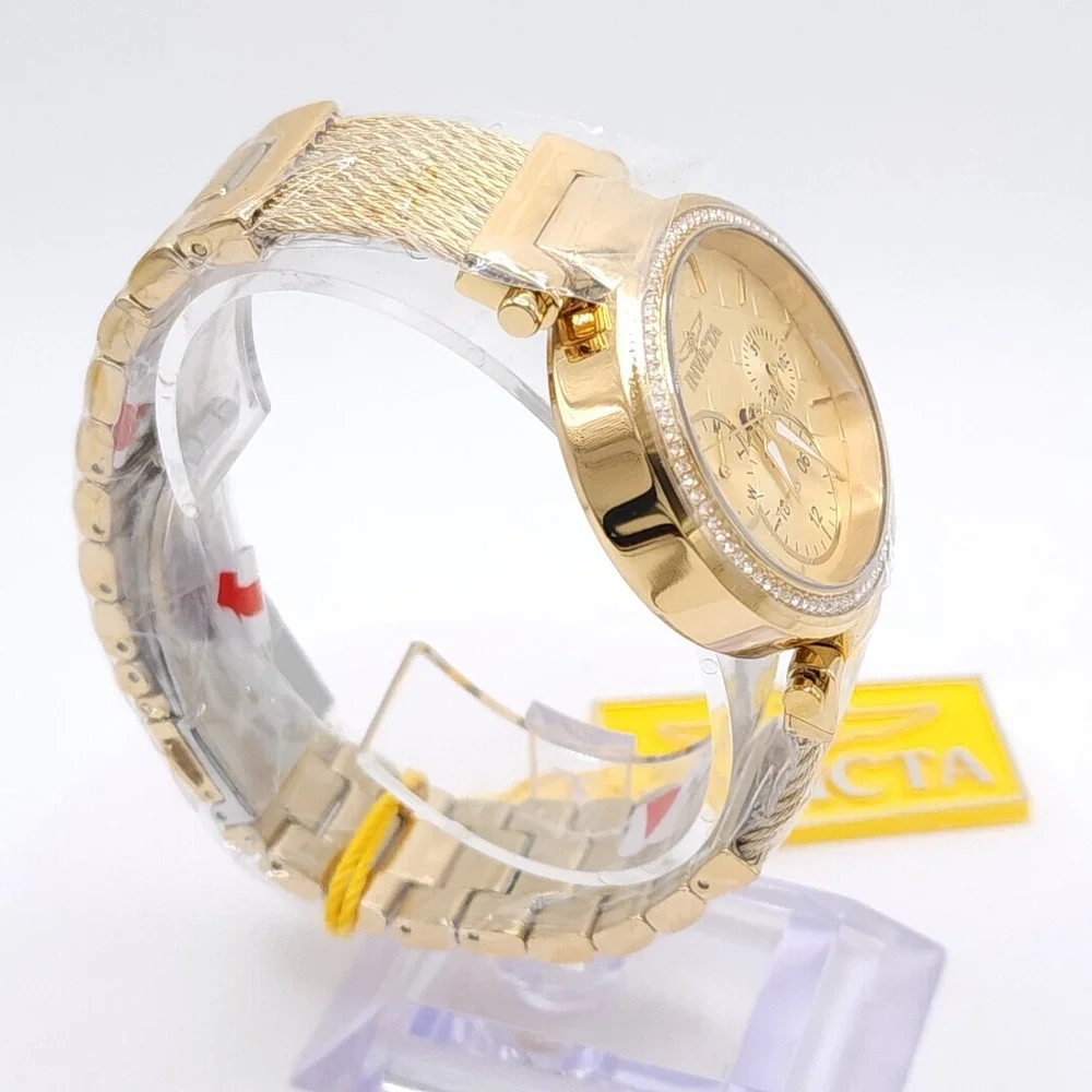 Invicta Angel Eterna 28918 Womens Watch Gold Crystal Bezel 36mm Quartz NEW